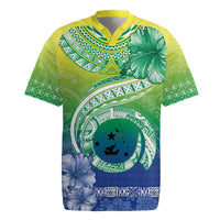 Malpampa Vanuatu Rugby Jersey Hibiscus Sand Drawing with Pacific Pattern