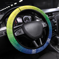 Malpampa Vanuatu Steering Wheel Cover Hibiscus Sand Drawing with Pacific Pattern LT9 Universal Fit Green Art - Polynesian Pride