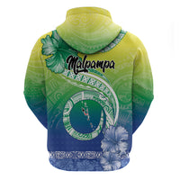 Malpampa Vanuatu Zip Hoodie Hibiscus Sand Drawing with Pacific Pattern