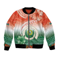 Penama Vanuatu Bomber Jacket Hibiscus Sand Drawing with Pacific Pattern LT9 Unisex Red Art - Polynesian Pride