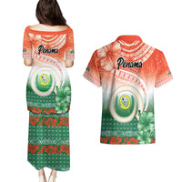 Penama Vanuatu Couples Matching Puletasi and Hawaiian Shirt Hibiscus Sand Drawing with Pacific Pattern