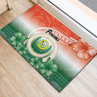 Penama Vanuatu Rubber Doormat Hibiscus Sand Drawing with Pacific Pattern LT9 - Polynesian Pride