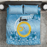 Sanma Vanuatu Bedding Set Hibiscus Sand Drawing with Pacific Pattern LT9 Blue Art - Polynesian Pride