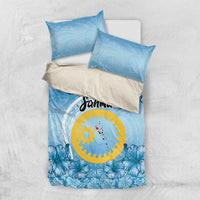 Sanma Vanuatu Bedding Set Hibiscus Sand Drawing with Pacific Pattern LT9 US Twin 172cm x 218cm Blue Art - Polynesian Pride