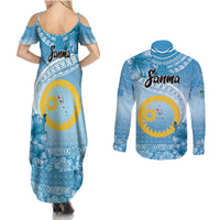 Sanma Vanuatu Couples Matching Summer Maxi Dress and Long Sleeve Button Shirt Hibiscus Sand Drawing with Pacific Pattern LT9 - Polynesian Pride