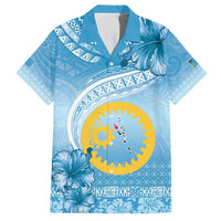Sanma Vanuatu Hawaiian Shirt Hibiscus Sand Drawing with Pacific Pattern LT9 Blue Art - Polynesian Pride