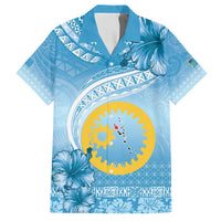 Sanma Vanuatu Hawaiian Shirt Hibiscus Sand Drawing with Pacific Pattern LT9 Blue Art - Polynesian Pride