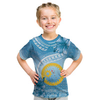 Sanma Vanuatu Kid T Shirt Hibiscus Sand Drawing with Pacific Pattern