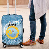 Sanma Vanuatu Luggage Cover Hibiscus Sand Drawing with Pacific Pattern LT9 Blue Art - Polynesian Pride