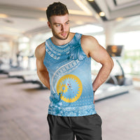 Sanma Vanuatu Men Tank Top Hibiscus Sand Drawing with Pacific Pattern LT9 Blue Art - Polynesian Pride
