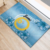 Sanma Vanuatu Rubber Doormat Hibiscus Sand Drawing with Pacific Pattern LT9 - Polynesian Pride
