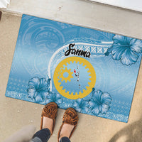 Sanma Vanuatu Rubber Doormat Hibiscus Sand Drawing with Pacific Pattern LT9 - Polynesian Pride