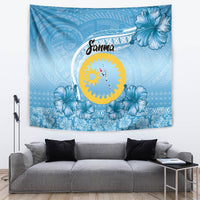 Sanma Vanuatu Tapestry Hibiscus Sand Drawing with Pacific Pattern LT9 Blue Art - Polynesian Pride