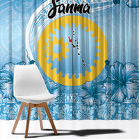 Sanma Vanuatu Window Curtain Hibiscus Sand Drawing with Pacific Pattern LT9 - Polynesian Pride