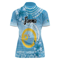 Sanma Vanuatu Women Polo Shirt Hibiscus Sand Drawing with Pacific Pattern