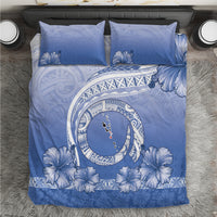 Shefa Vanuatu Bedding Set Hibiscus Sand Drawing with Pacific Pattern LT9 Blue Art - Polynesian Pride