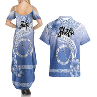 Shefa Vanuatu Couples Matching Summer Maxi Dress and Hawaiian Shirt Hibiscus Sand Drawing with Pacific Pattern LT9 - Polynesian Pride