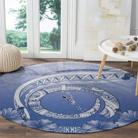 Shefa Vanuatu Round Carpet Hibiscus Sand Drawing with Pacific Pattern