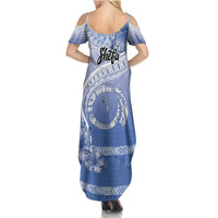 Shefa Vanuatu Summer Maxi Dress Hibiscus Sand Drawing with Pacific Pattern LT9 - Polynesian Pride
