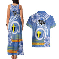 Tafea Vanuatu Couples Matching Tank Maxi Dress and Hawaiian Shirt Hibiscus Sand Drawing with Pacific Pattern
