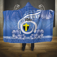 Tafea Vanuatu Hooded Blanket Hibiscus Sand Drawing with Pacific Pattern LT9 One Size Blue Art - Polynesian Pride