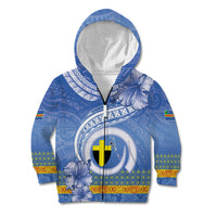 Tafea Vanuatu Kid Hoodie Hibiscus Sand Drawing with Pacific Pattern