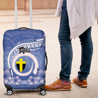 Tafea Vanuatu Luggage Cover Hibiscus Sand Drawing with Pacific Pattern LT9 Blue Art - Polynesian Pride