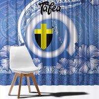 Tafea Vanuatu Window Curtain Hibiscus Sand Drawing with Pacific Pattern LT9 - Polynesian Pride
