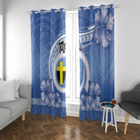 Tafea Vanuatu Window Curtain Hibiscus Sand Drawing with Pacific Pattern LT9 With Grommets Blue Art - Polynesian Pride