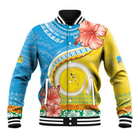 Torba Vanuatu Baseball Jacket Hibiscus Sand Drawing with Pacific Pattern LT9 Unisex Green Gold - Polynesian Pride