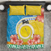 Torba Vanuatu Bedding Set Hibiscus Sand Drawing with Pacific Pattern LT9 Green Gold - Polynesian Pride