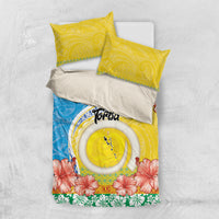 Torba Vanuatu Bedding Set Hibiscus Sand Drawing with Pacific Pattern LT9 US Twin 172cm x 218cm Green Gold - Polynesian Pride
