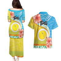 Torba Vanuatu Couples Matching Puletasi and Hawaiian Shirt Hibiscus Sand Drawing with Pacific Pattern