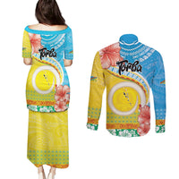Torba Vanuatu Couples Matching Puletasi and Long Sleeve Button Shirt Hibiscus Sand Drawing with Pacific Pattern LT9 - Polynesian Pride