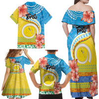 Torba Vanuatu Family Matching Off Shoulder Maxi Dress and Hawaiian Shirt Hibiscus Sand Drawing with Pacific Pattern