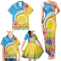 Torba Vanuatu Family Matching Tank Maxi Dress and Hawaiian Shirt Hibiscus Sand Drawing with Pacific Pattern