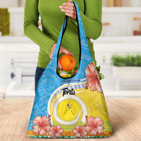 Torba Vanuatu Grocery Bag Hibiscus Sand Drawing with Pacific Pattern