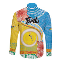 Torba Vanuatu Long Sleeve Button Shirt Hibiscus Sand Drawing with Pacific Pattern