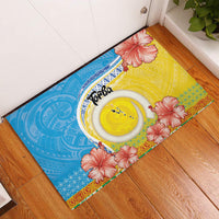 Torba Vanuatu Rubber Doormat Hibiscus Sand Drawing with Pacific Pattern LT9 Green Gold - Polynesian Pride