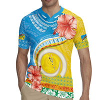 Torba Vanuatu Rugby Jersey Hibiscus Sand Drawing with Pacific Pattern