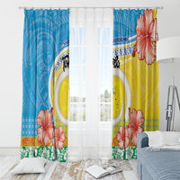 Torba Vanuatu Window Curtain Hibiscus Sand Drawing with Pacific Pattern LT9 - Polynesian Pride