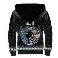 Custom Fiji and New Zealand Sherpa Hoodie Maori Fern Mix Tapa Tribal Unique