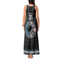 Custom Fiji and New Zealand Tank Maxi Dress Maori Fern Mix Tapa Tribal Unique