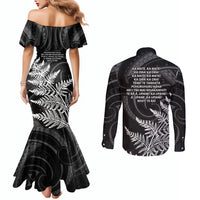 New Zealand Black Fern 7s Couples Matching Mermaid Dress and Long Sleeve Button Shirt History World Cup Sevens