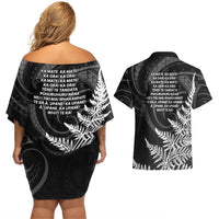 New Zealand Black Fern 7s Couples Matching Off Shoulder Short Dress and Hawaiian Shirt History World Cup Sevens