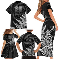 New Zealand Black Fern 7s Family Matching Short Sleeve Bodycon Dress and Hawaiian Shirt History World Cup Sevens