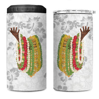 Hawaii Lei Kamehameha 4 in 1 Can Cooler Tumbler Ke'oke'o Seamless Pattern Hibiscus Flower
