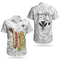 Hawaii Lei Kamehameha Couples Matching Off Shoulder Maxi Dress and Hawaiian Shirt Ke'oke'o Seamless Pattern Hibiscus Flower LT9 - Polynesian Pride