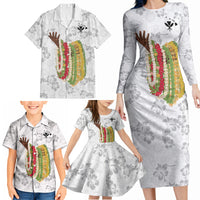 Hawaii Lei Kamehameha Family Matching Long Sleeve Bodycon Dress and Hawaiian Shirt Ke'oke'o Seamless Pattern Hibiscus Flower LT9 - Polynesian Pride