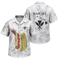 Hawaii Lei Kamehameha Family Matching Mermaid Dress and Hawaiian Shirt Ke'oke'o Seamless Pattern Hibiscus Flower LT9 Son's Shirt White - Polynesian Pride